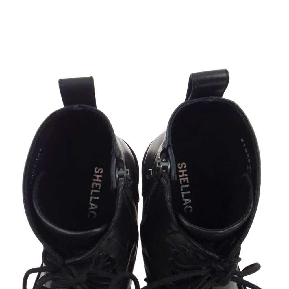 SHELLAC シェラック 1355907001 カウレザー サイドジップ レースアップ ブーツ ブラック系 42【中古】