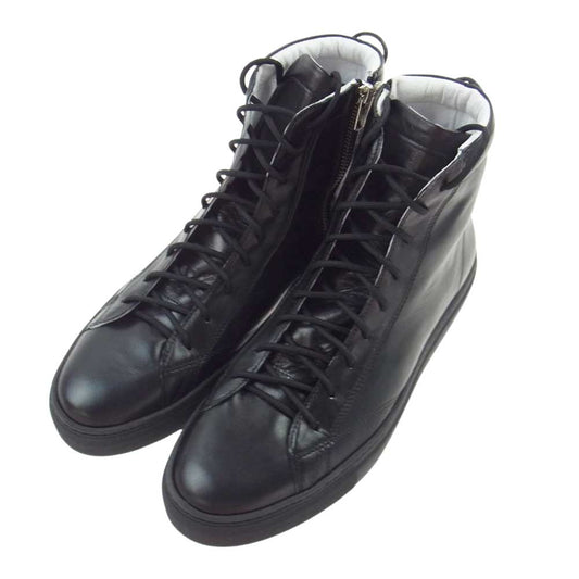 エーエムビー 1000ZIP KIPS オールレザー サイドジップ ハイカットスニーカー ブラック系 43【極上美品】【中古】