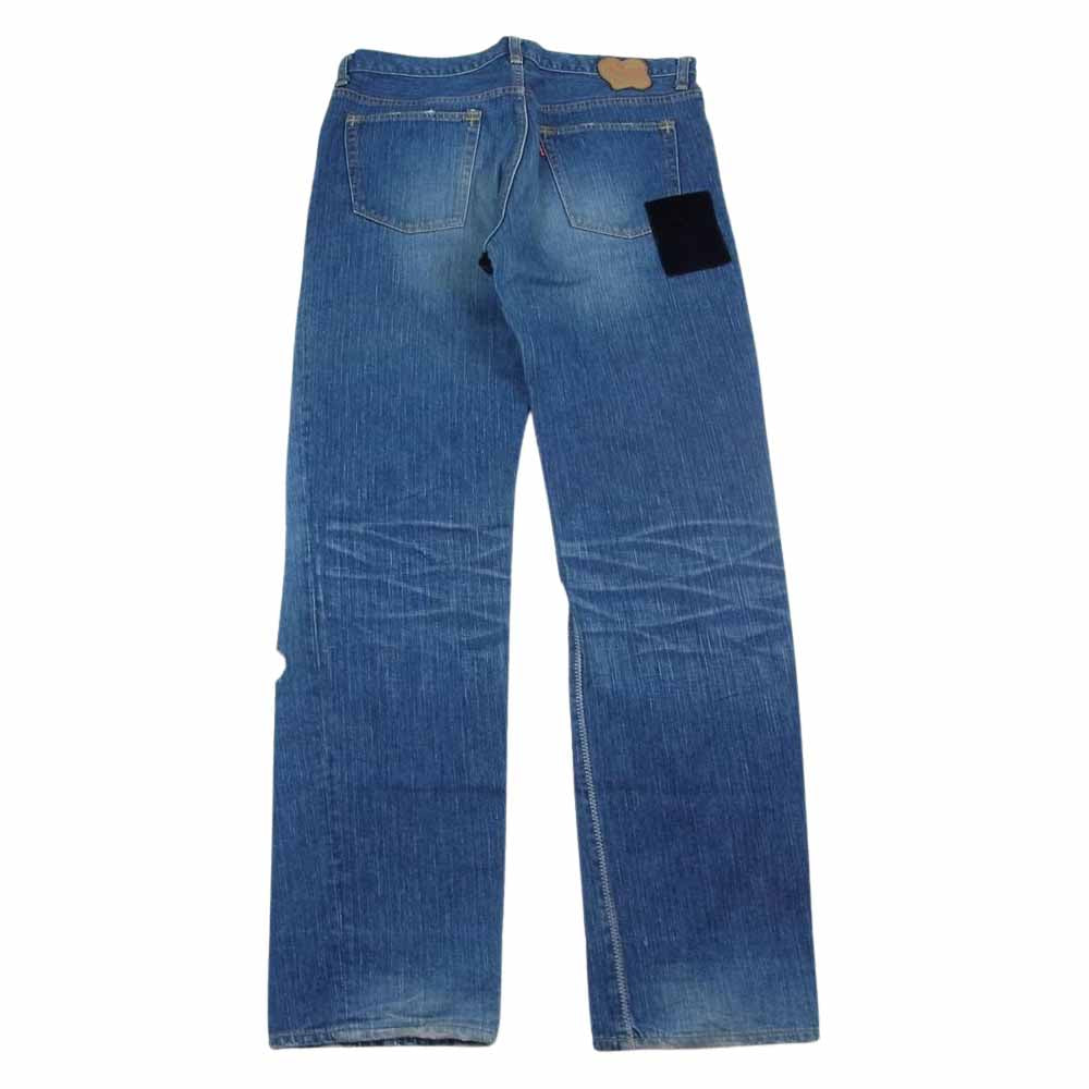 NUMBER(N)INE ナンバーナイン 03AW カート期  ダメージ加工 ペイズリー ベロア パッチワーク デニム パンツ インディゴブルー系 4【中古】