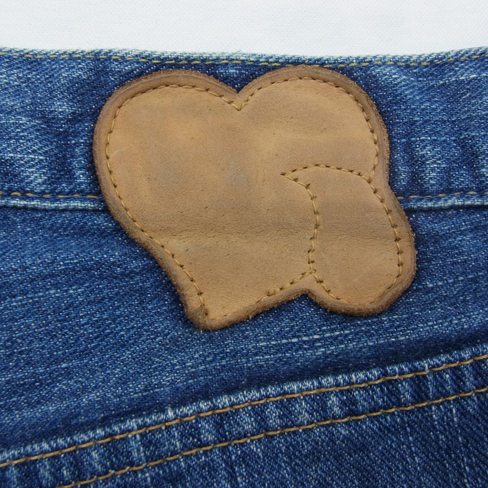 NUMBER(N)INE ナンバーナイン 03AW カート期  ダメージ加工 ペイズリー ベロア パッチワーク デニム パンツ インディゴブルー系 4【中古】