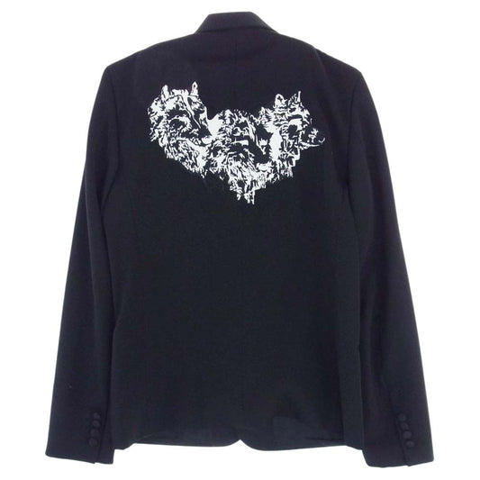 DIOR HOMME ディオールオム 05SS 5EH2025624 ウルフ刺繍 スモーキング チューブ ジャケット ブラック系 50【中古】