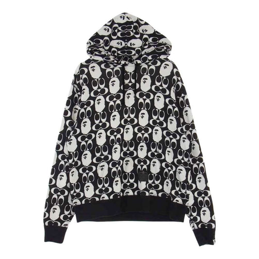 A BATHING APE アベイシングエイプ 21AW COACH コーチ PULLOVER HOODIE プルオーバー パーカー ブラック系 L【中古】
