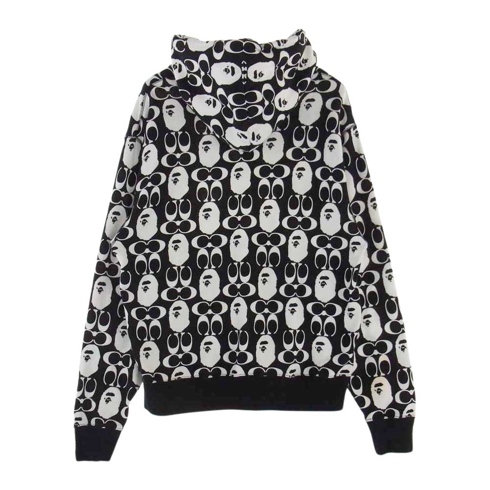 A BATHING APE アベイシングエイプ 21AW COACH コーチ PULLOVER HOODIE プルオーバー パーカー ブラック系 L【中古】