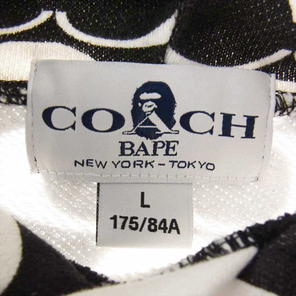 A BATHING APE アベイシングエイプ 21AW COACH コーチ PULLOVER HOODIE プルオーバー パーカー ブラック系 L【中古】