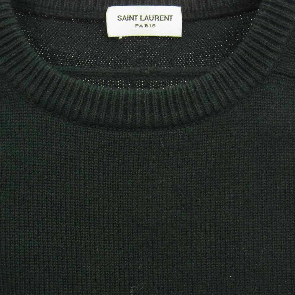 SAINT LAURENT サンローラン 392608 Y1JL1 Crewneck Elbow Patch Sweater カシミヤ エルボーパッチ クルーネックニット セーター ■■■■■■■■■カラーカテゴリ S【中古】