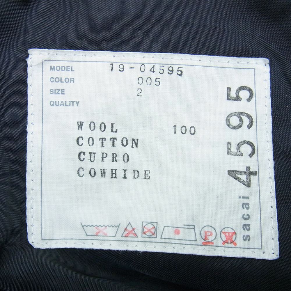 Sacai サカイ 19-04595 Wool Tweed Jacket ウール ツイード ハイブリッド ドッキング レイヤード ライダース ジャケット  ネイビー系 2【中古】