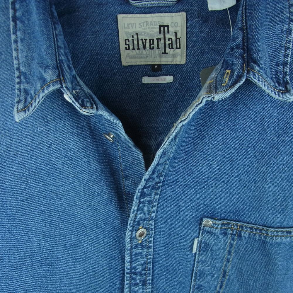 Levi's リーバイス A3404 SILVERTAB シルバータブ DENIM OVER SIZE ONE POCKET SHIRT デニム オーバー サイズ ワン ポケット 長袖 シャツ インディゴブルー系 M【美品】【中古】