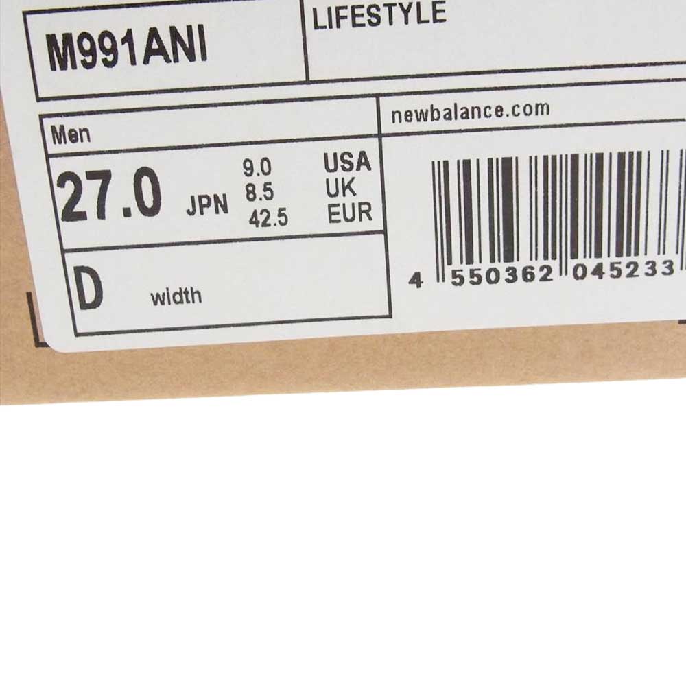 NEW BALANCE ニューバランス M991ANI イングランド製 20周年 アニバーサリー スニーカー グレー系 27【中古】