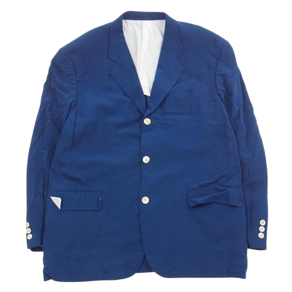 COMME des GARCONS HOMME コムデギャルソンオム AD1995 HJ-10036S 90s ヴィンテージ レーヨン100％ 半裏 テーラードジャケット スラックスパンツ スーツ セットアップ ブルー ブルー系 S【中古】