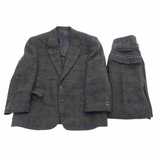 COMME des GARCONS HOMME コムデギャルソンオム AD1996 HJ-04007S 90s ヴィンテージ アーカイブ チェック テーラードジャケット スラックスパンツ スーツ セットアップ ダークブラウン系 S【中古】