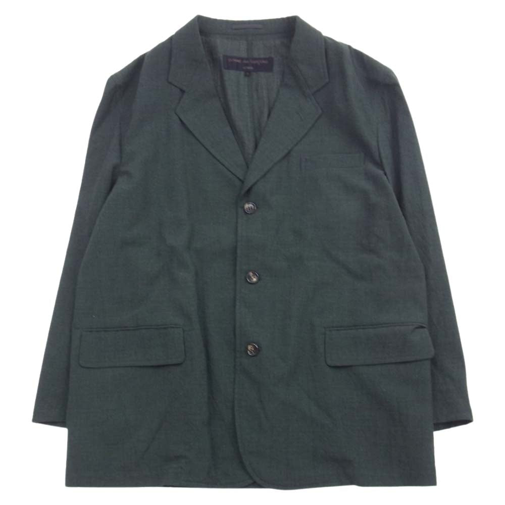 COMME des GARCONS HOMME コムデギャルソンオム AD1996 HJ-02028S 90s ヴィンテージ アーカイブ ウール 裏無し テーラードジャケット スラックスパンツ スーツ セットアップ グリーン系 S【中古】