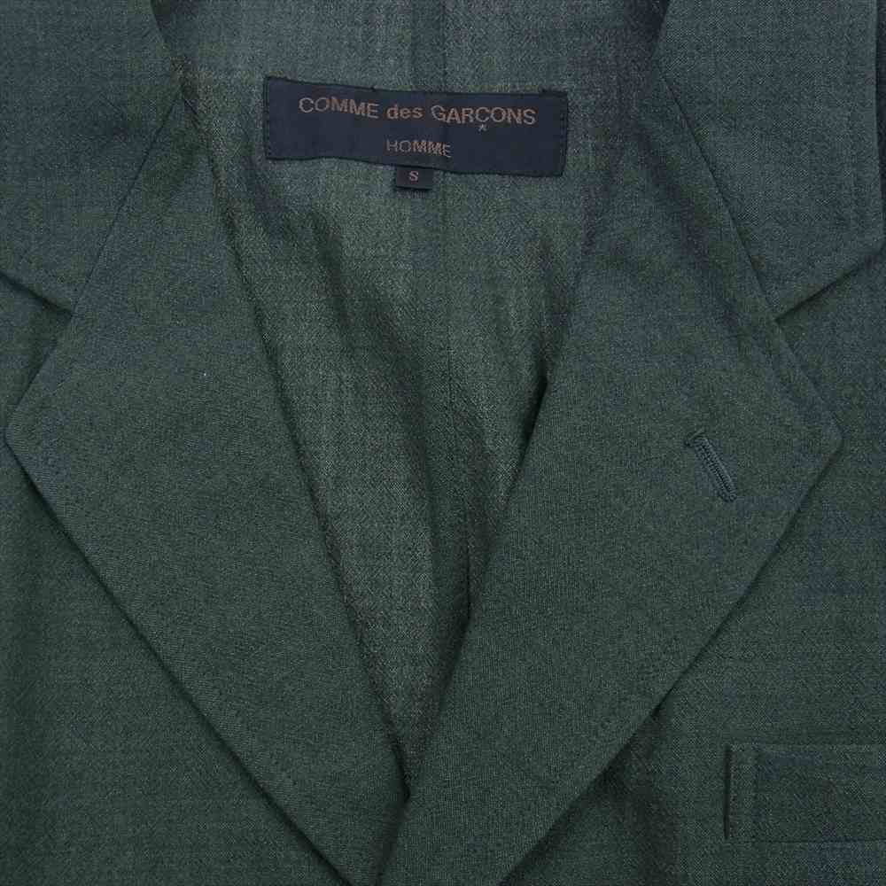 COMME des GARCONS HOMME コムデギャルソンオム AD1996 HJ-02028S 90s ヴィンテージ アーカイブ ウール 裏無し テーラードジャケット スラックスパンツ スーツ セットアップ グリーン系 S【中古】