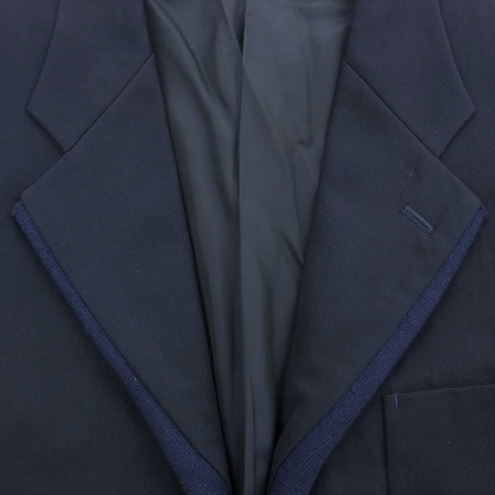 COMME des GARCONS HOMME コムデギャルソンオム AD1996 HJ-04001M 90s ヴィンテージ アーカイブ ニット パイピング 切替 テーラードジャケット サイドライン スラックスパンツ スーツ セットアップ ネイビー系 M【中古】