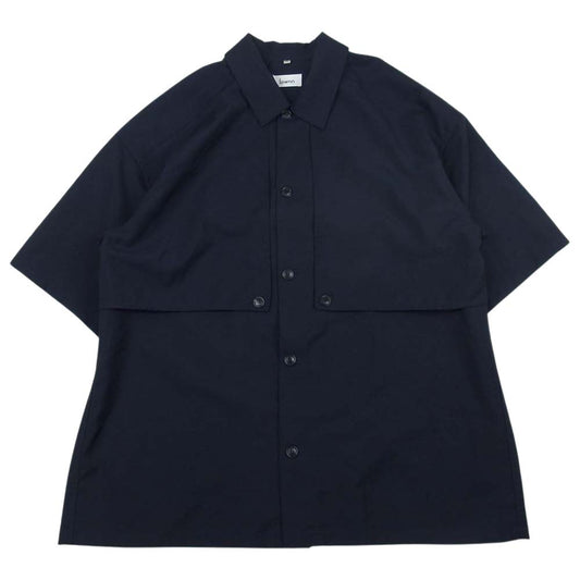 ローン LAYERD SHIRT ウール レイヤード 半袖 シャツ ネイビー系 50【中古】
