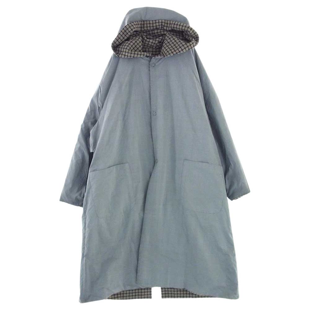 SUNSEA サンシー 17AW 17A38 REVERSIBLE NETWORK CHECK JEDI COAT リバーシブル ネットワーク チェック ジェダイ フード コート グレー系 3【中古】