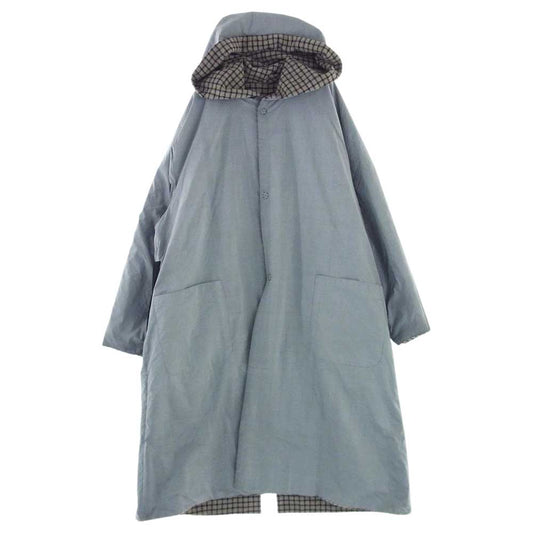 SUNSEA サンシー 17AW 17A38 REVERSIBLE NETWORK CHECK JEDI COAT リバーシブル ネットワーク チェック ジェダイ フード コート グレー系 3【中古】