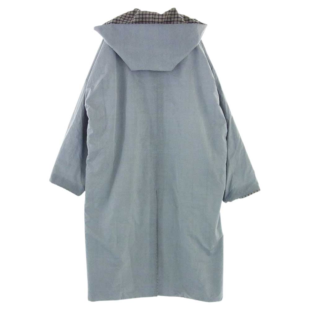 SUNSEA サンシー 17AW 17A38 REVERSIBLE NETWORK CHECK JEDI COAT リバーシブル ネットワーク チェック ジェダイ フード コート グレー系 3【中古】
