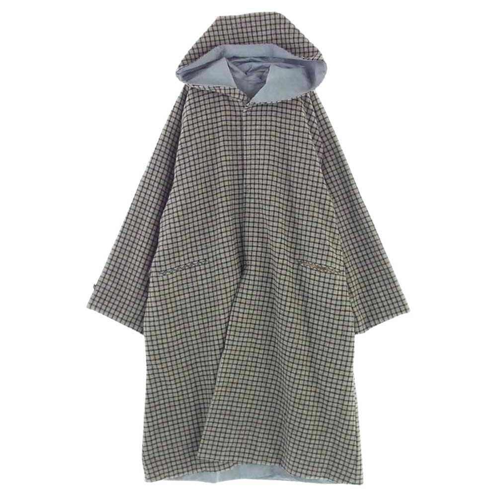 SUNSEA サンシー 17AW 17A38 REVERSIBLE NETWORK CHECK JEDI COAT リバーシブル ネットワーク チェック ジェダイ フード コート グレー系 3【中古】