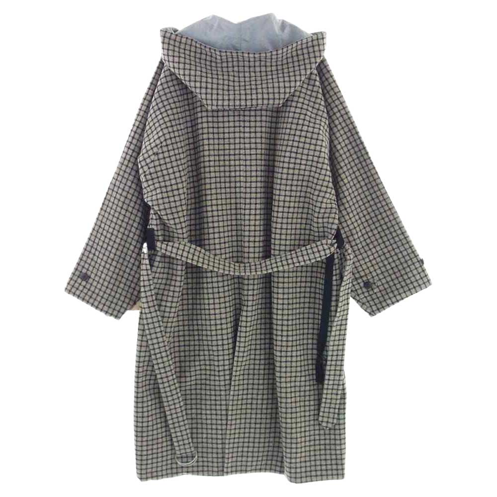 SUNSEA サンシー 17AW 17A38 REVERSIBLE NETWORK CHECK JEDI COAT リバーシブル ネットワーク チェック ジェダイ フード コート グレー系 3【中古】
