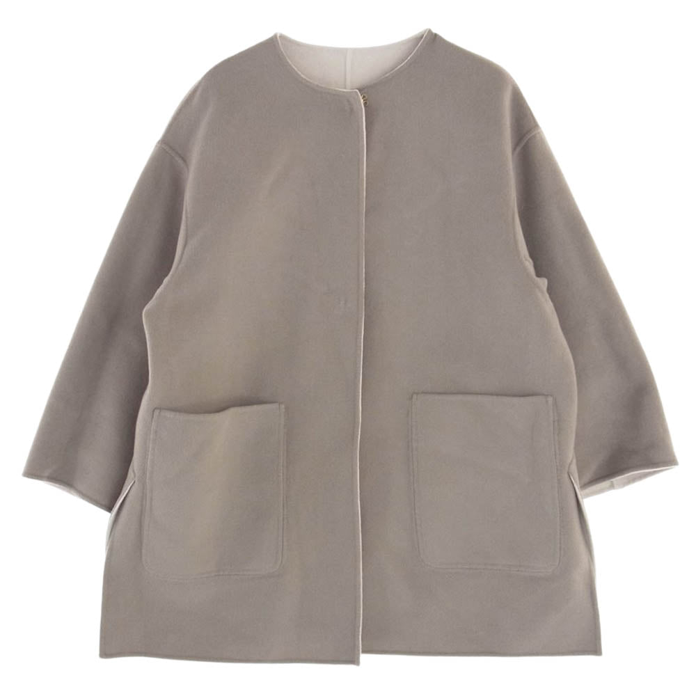 UNITED ARROWS ユナイテッドアローズ 21AW 1525-199-4140 ウール リバーシブル バイカラー リバー ノーカラー コート ベージュ系 36【中古】