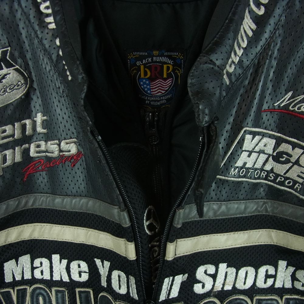 イエローコーン BB-1104 メッシュ フェイクレザー ライダース ジャケット ブラック系 L【中古】