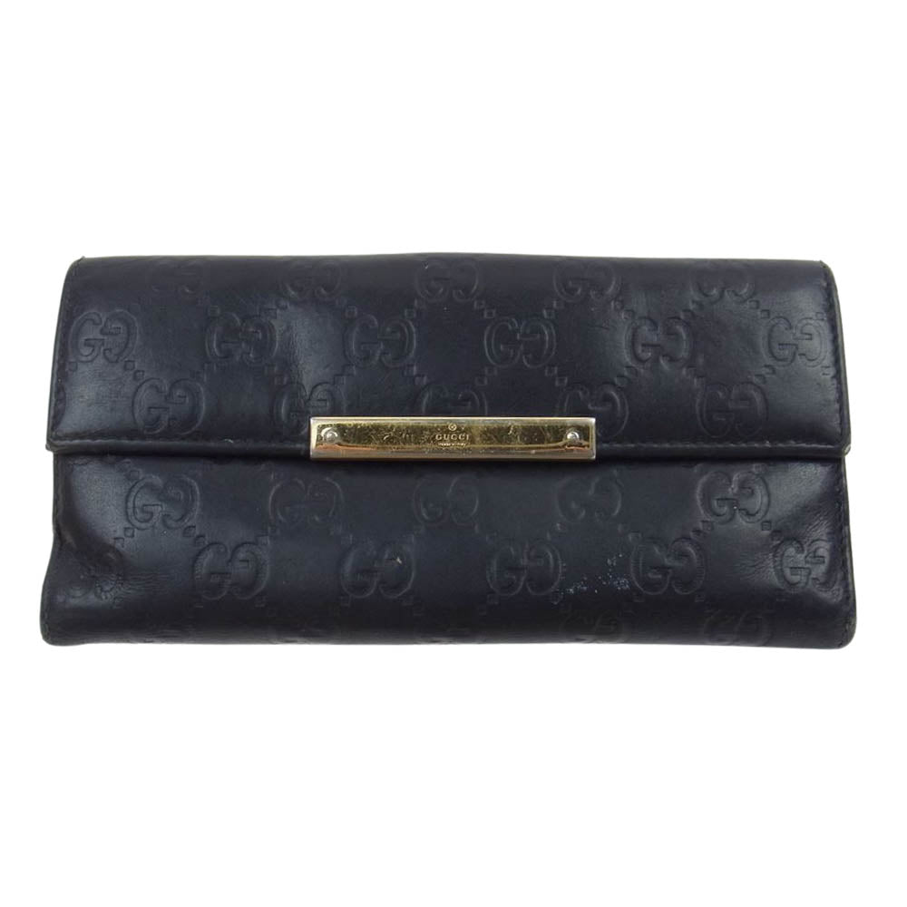 GUCCI グッチ 112715 3661 グッチシマ 2つ折 Wホック ダブルホック 長財布 ブラック系【中古】