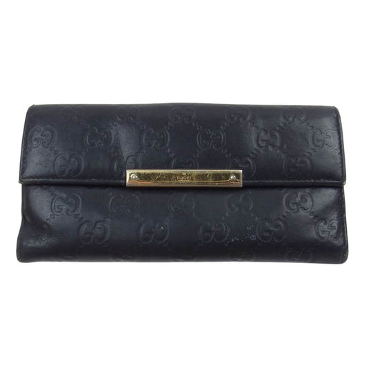 GUCCI グッチ 112715 3661 グッチシマ 2つ折 Wホック ダブルホック 長財布 ブラック系【中古】