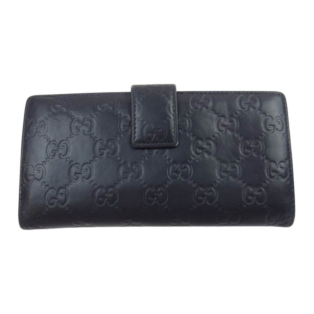 GUCCI グッチ 112715 3661 グッチシマ 2つ折 Wホック ダブルホック 長財布 ブラック系【中古】