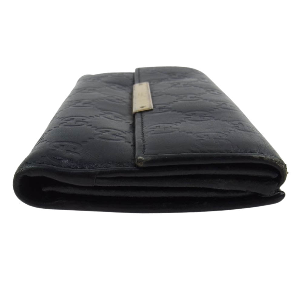 GUCCI グッチ 112715 3661 グッチシマ 2つ折 Wホック ダブルホック 長財布 ブラック系【中古】