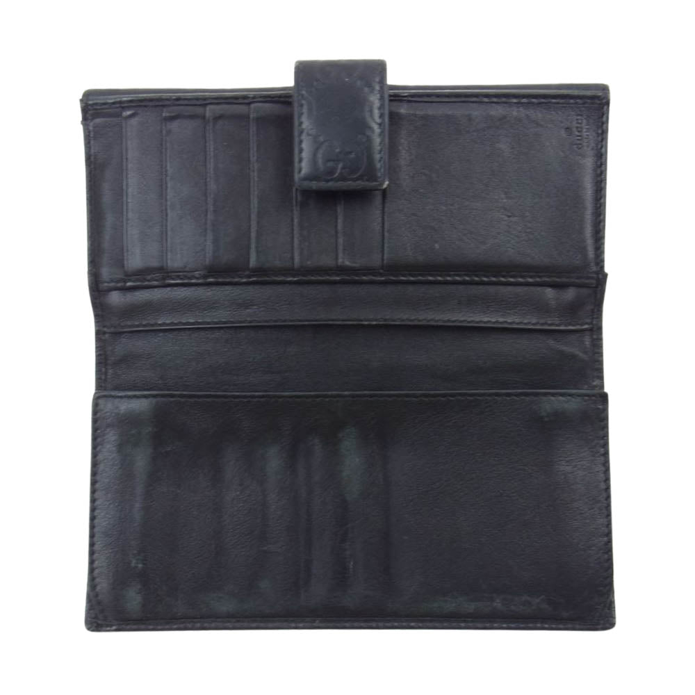 GUCCI グッチ 112715 3661 グッチシマ 2つ折 Wホック ダブルホック 長財布 ブラック系【中古】