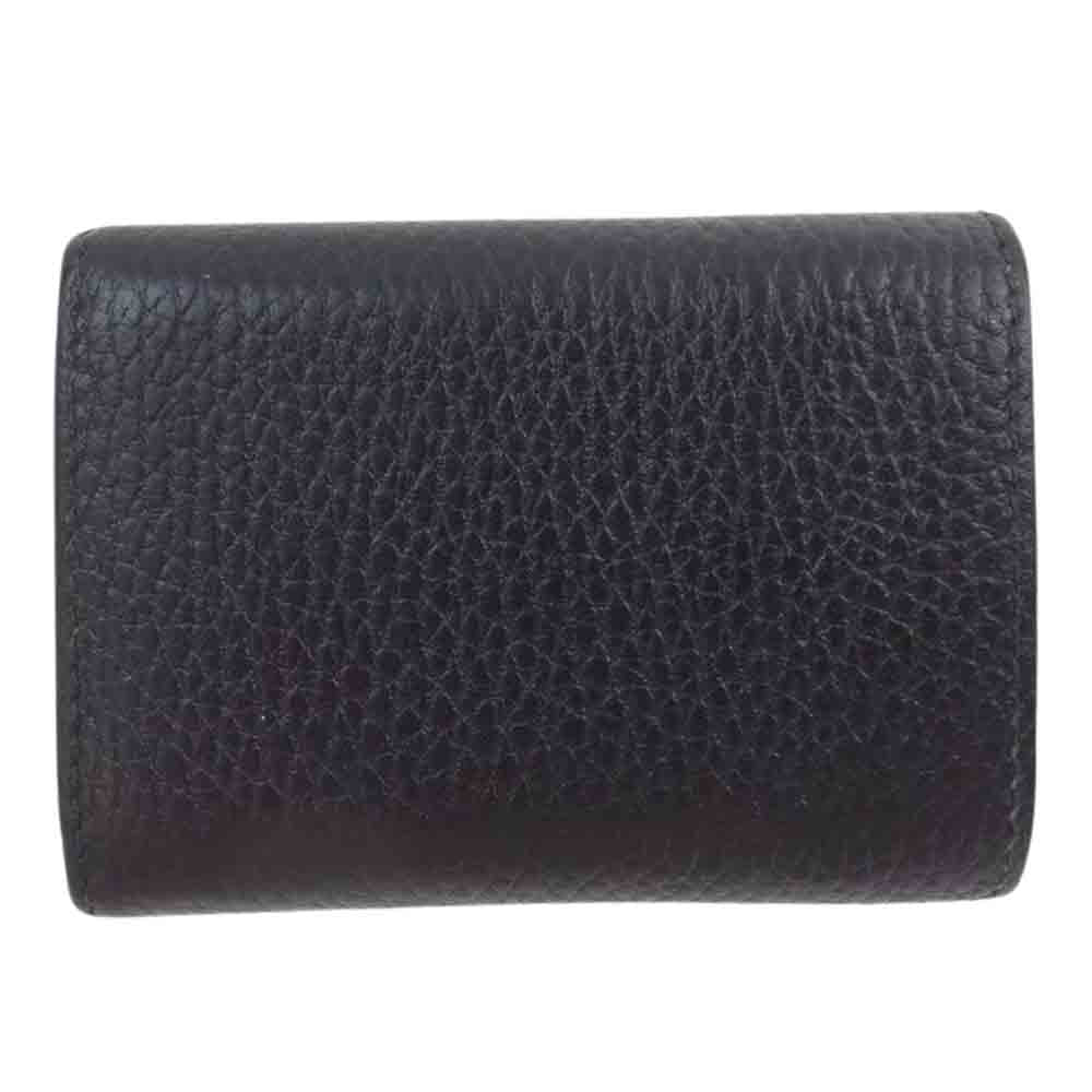 GUCCI グッチ 523277 0416 ブラック プチ GG マーモント レザー コンパクト トライフォールド ウォレット 財布 ブラック系【中古】