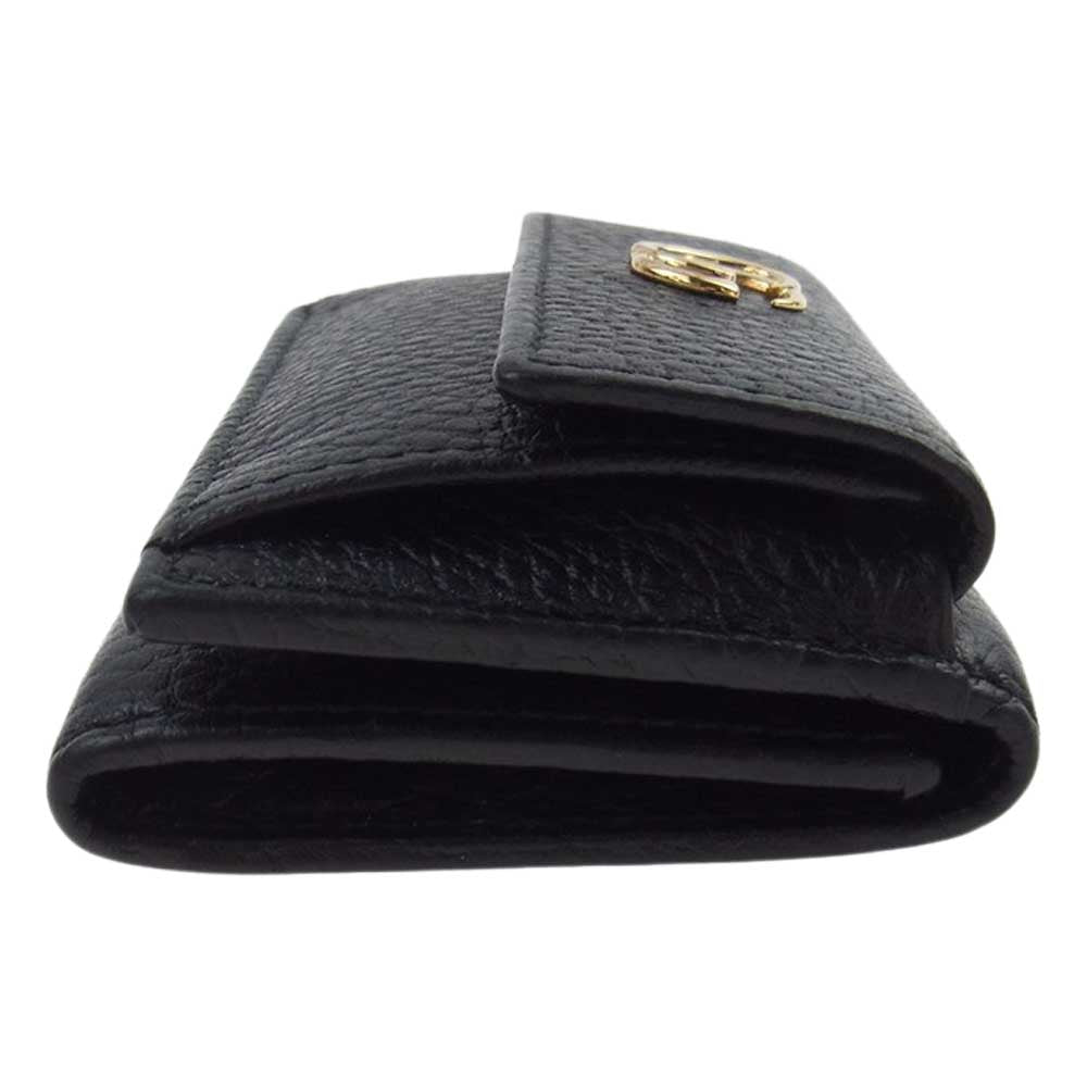 GUCCI グッチ 523277 0416 ブラック プチ GG マーモント レザー コンパクト トライフォールド ウォレット 財布 ブラック系【中古】