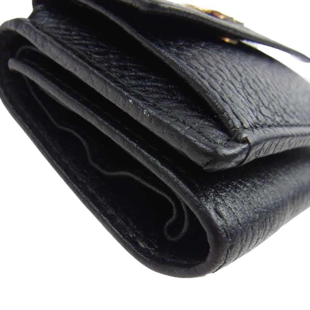 GUCCI グッチ 523277 0416 ブラック プチ GG マーモント レザー コンパクト トライフォールド ウォレット 財布 ブラック系【中古】