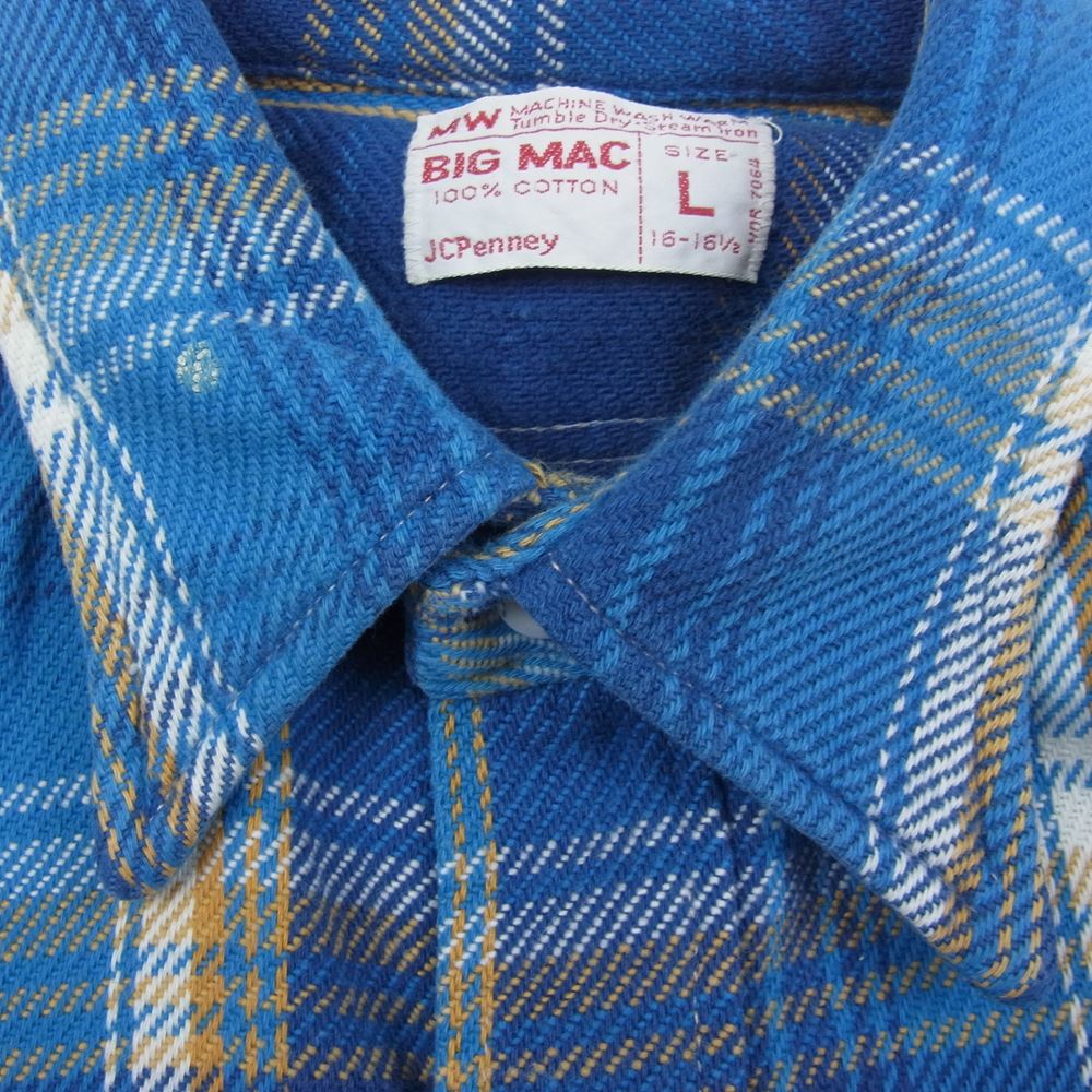 BIG MAC ビッグマック 70s フランネル チェック 長袖 シャツ ブルー系 L【中古】