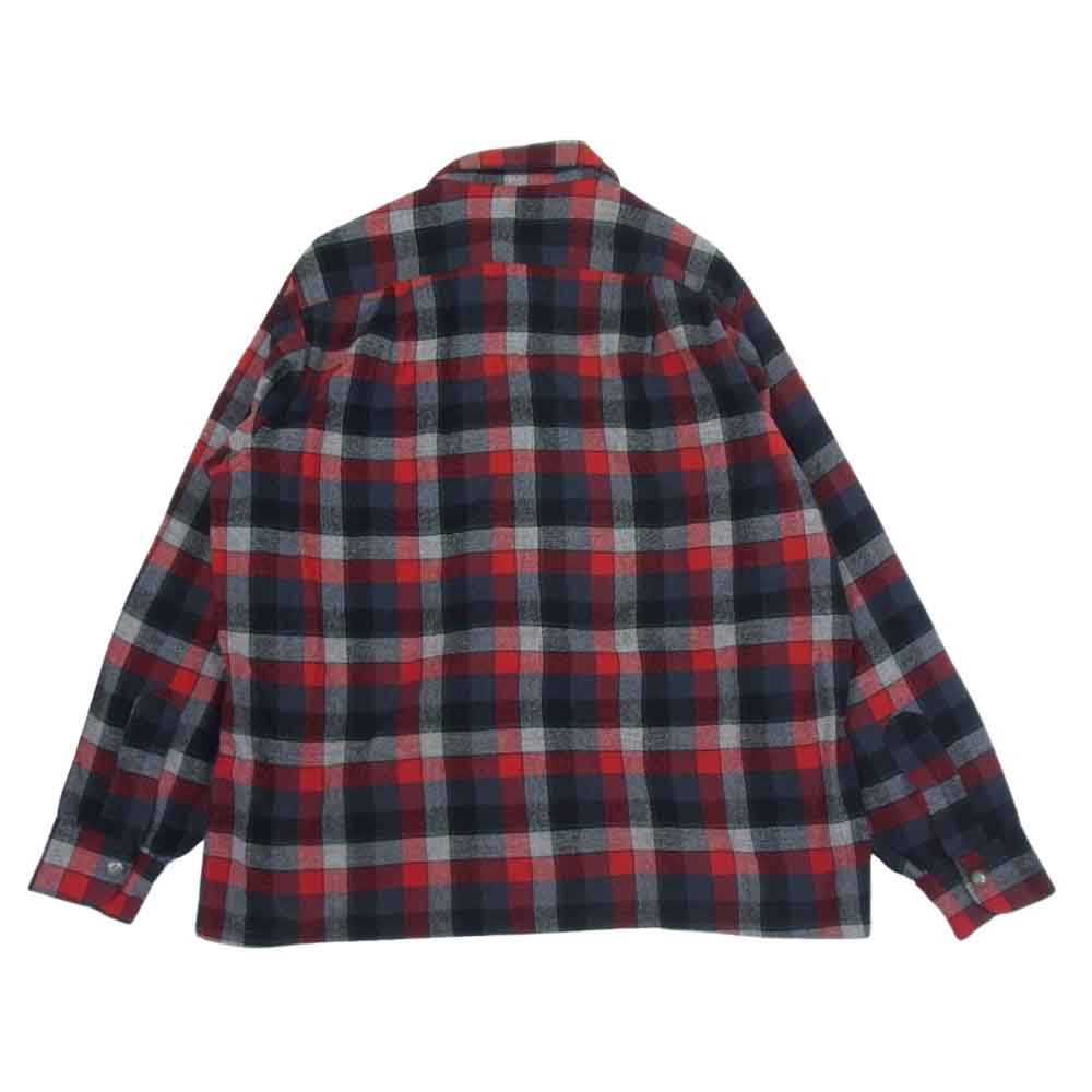 PENDLETON ペンドルトン 50s USA製 ウール 開襟 チェック シャツ レッド系 L【中古】