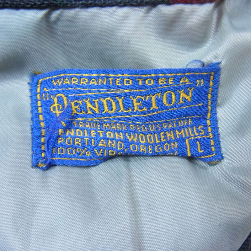 PENDLETON ペンドルトン 50s USA製 ウール 開襟 チェック シャツ レッド系 L【中古】