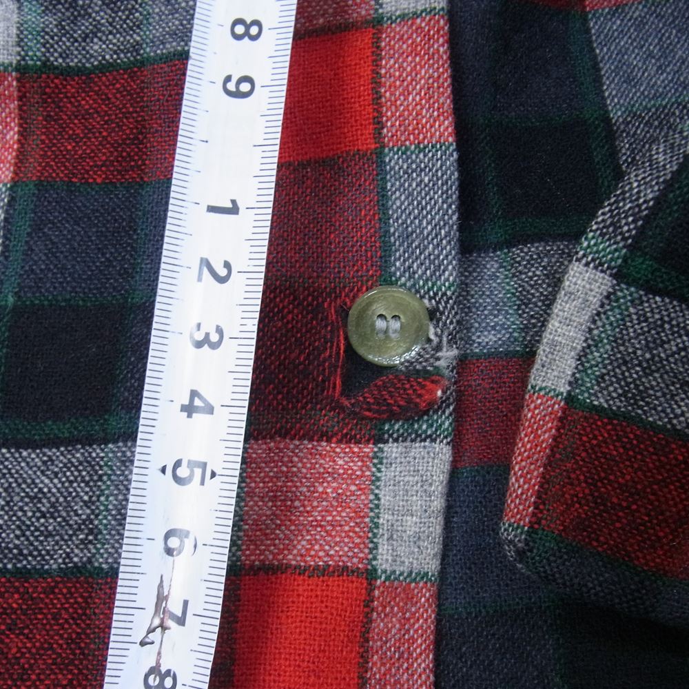 PENDLETON ペンドルトン 50s USA製 ウール 開襟 チェック シャツ レッド系 L【中古】