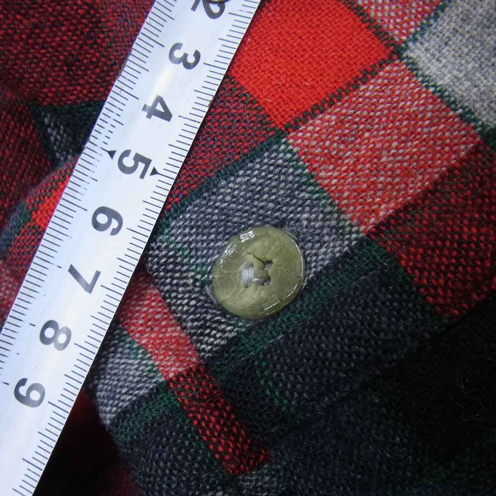 PENDLETON ペンドルトン 50s USA製 ウール 開襟 チェック シャツ レッド系 L【中古】