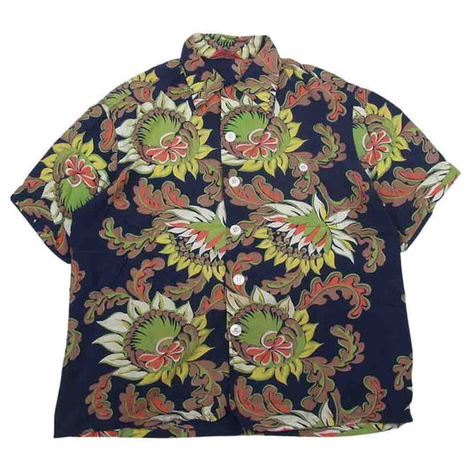 McGregor マックレガー 50s~60s アロハ 半袖 シャツ ネイビー系 ML【中古】