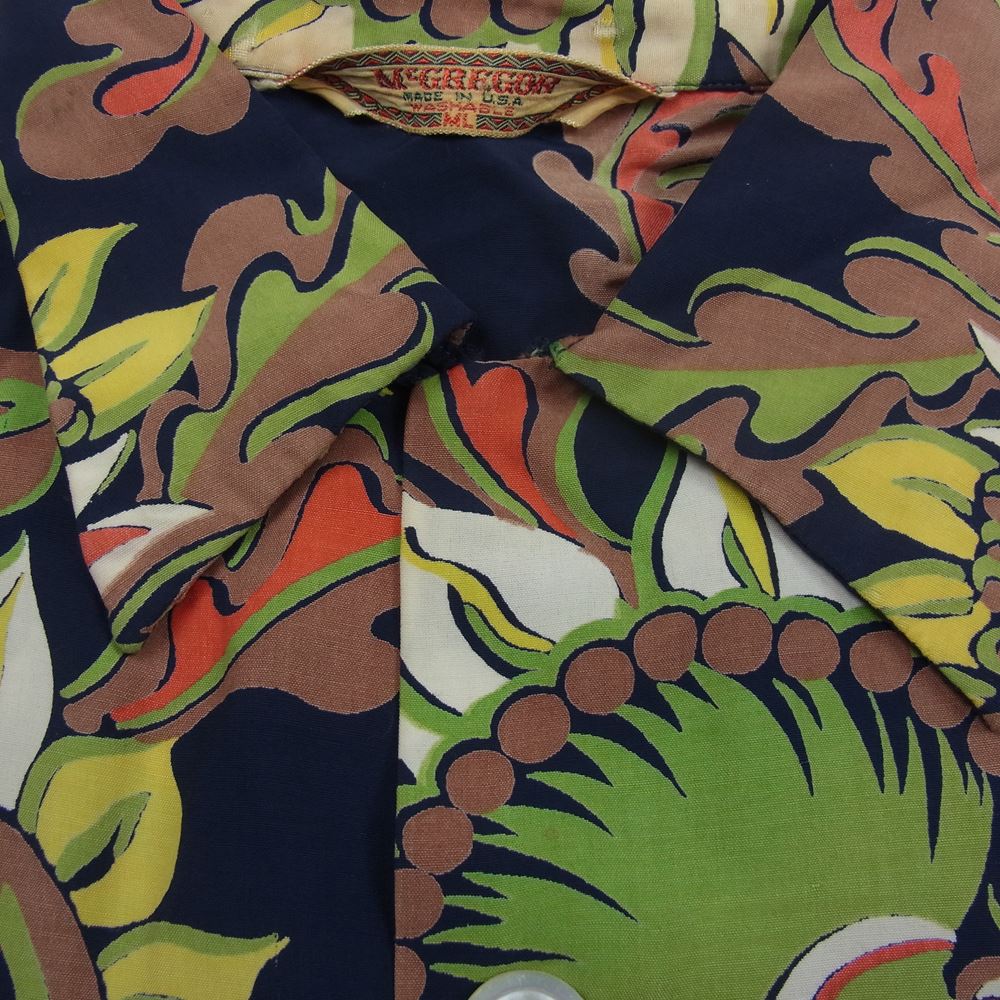 McGregor マックレガー 50s~60s アロハ 半袖 シャツ ネイビー系 ML【中古】