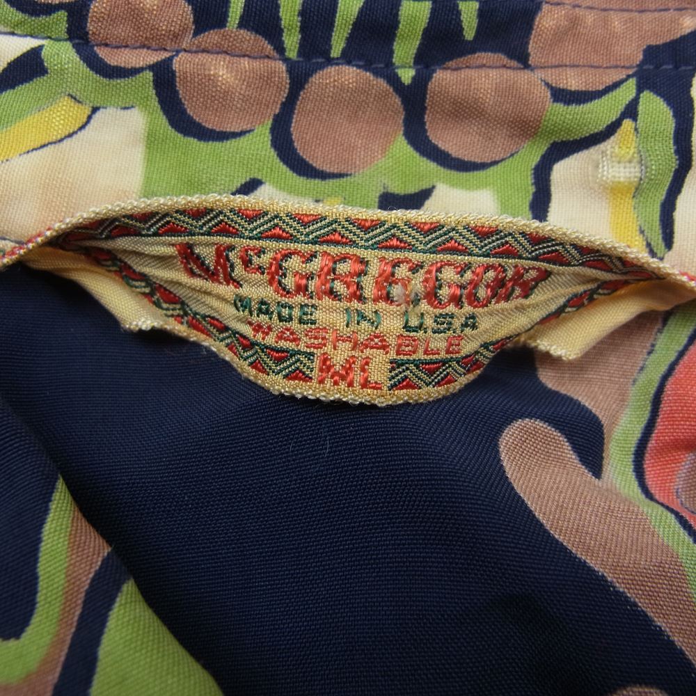 McGregor マックレガー 50s~60s アロハ 半袖 シャツ ネイビー系 ML【中古】