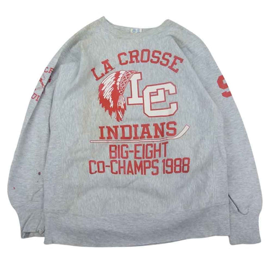 Champion チャンピオン 80s トリコタグ LA CROSSE INDIANS プリント スウェット トレーナー グレー系 M【中古】