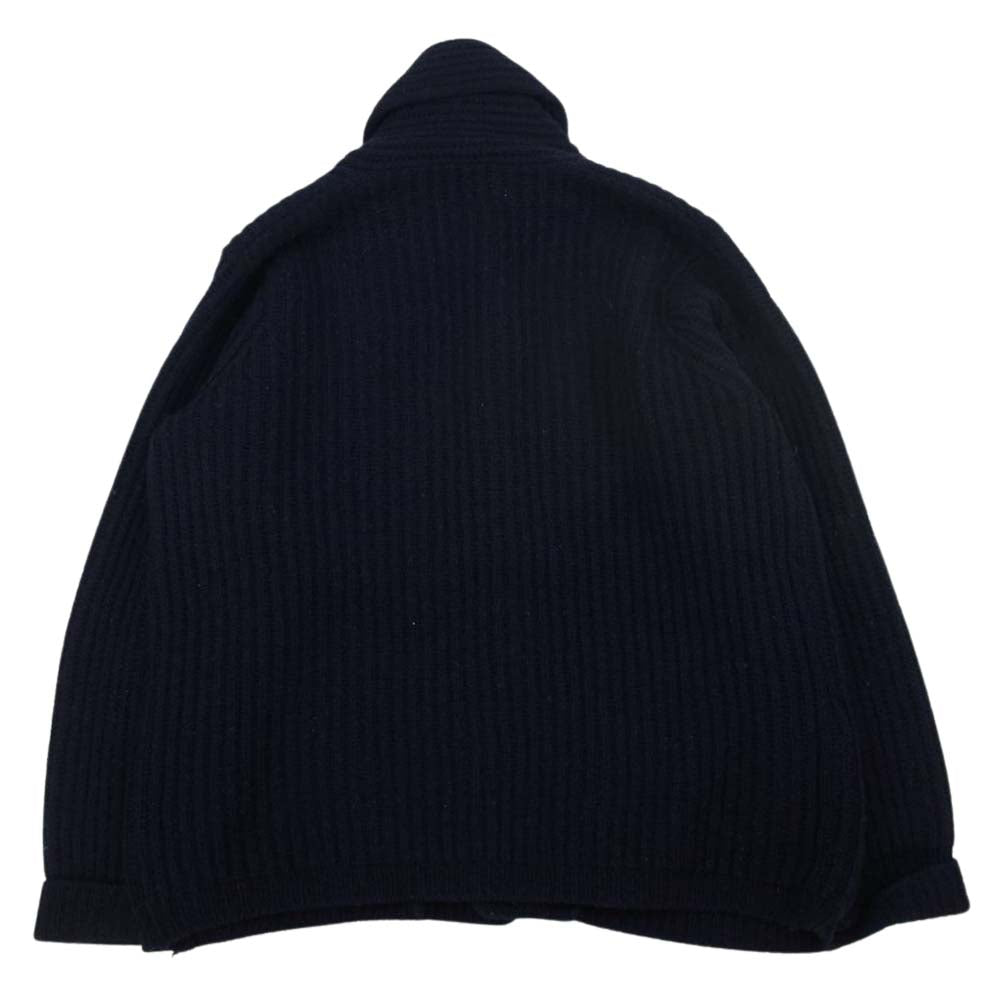 ヴィンテージ 80s 黒タグ 英国製 ニット カーディガン ネイビー系 L【中古】