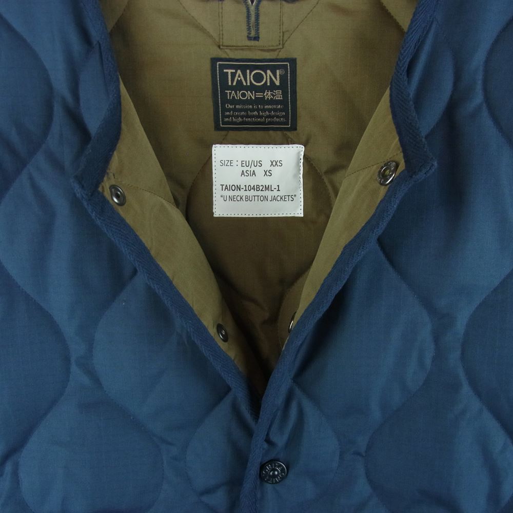 タイオン TAION-104B2ML-1 ミリタリー クルーネック ダウン ジャケット 中国製 ダークネイビー系 XS【極上美品】【中古】