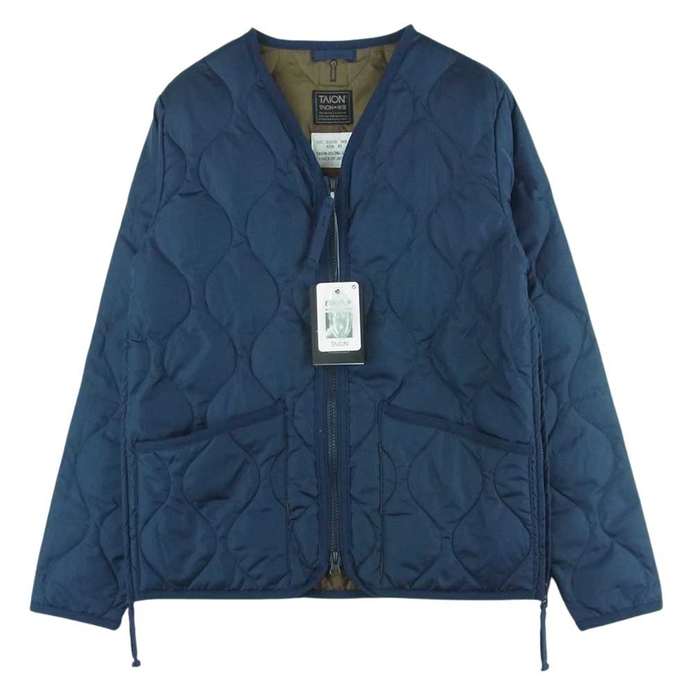 タイオン TAION-101ZML-1 ミリタリー Vネック ジップ ダウン ジャケット ダークネイビー系 XS【極上美品】【中古】