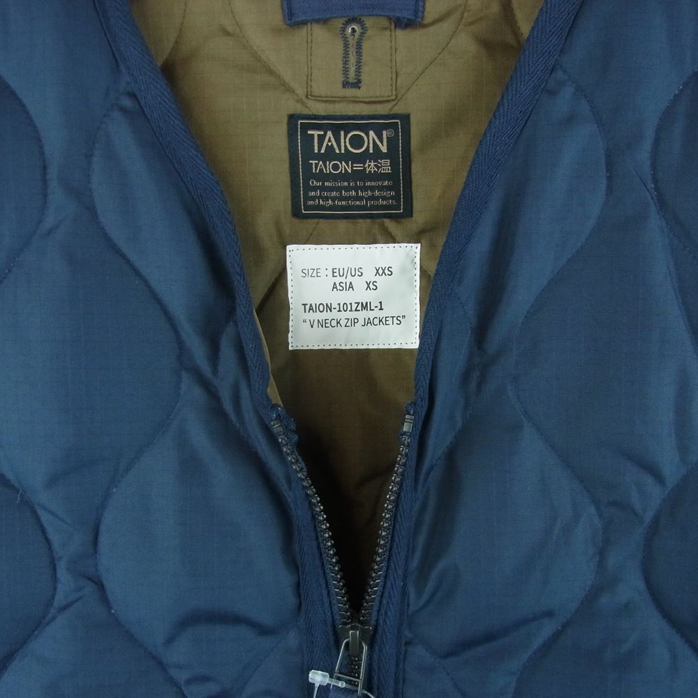 タイオン TAION-101ZML-1 ミリタリー Vネック ジップ ダウン ジャケット ダークネイビー系 XS【極上美品】【中古】