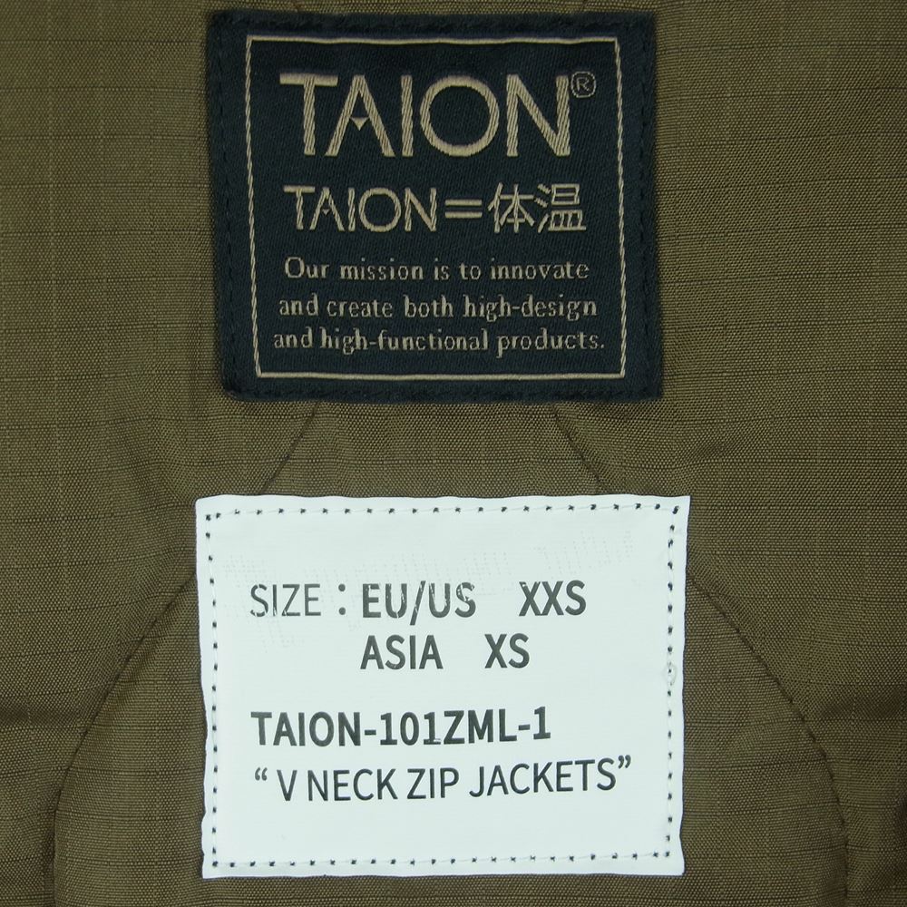 タイオン TAION-101ZML-1 ミリタリー Vネック ジップ ダウン ジャケット ダークネイビー系 XS【極上美品】【中古】