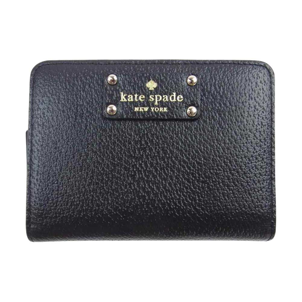 Kate Spade ケイトスペード パスケース付き 二つ折り 財布 ブラック系【中古】