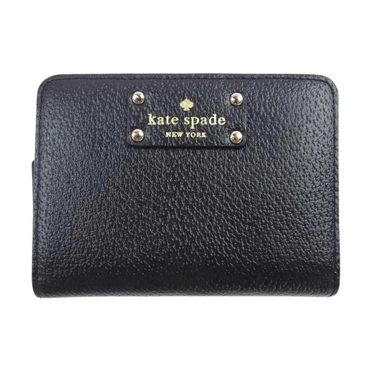 Kate Spade ケイトスペード パスケース付き 二つ折り 財布 ブラック系【中古】