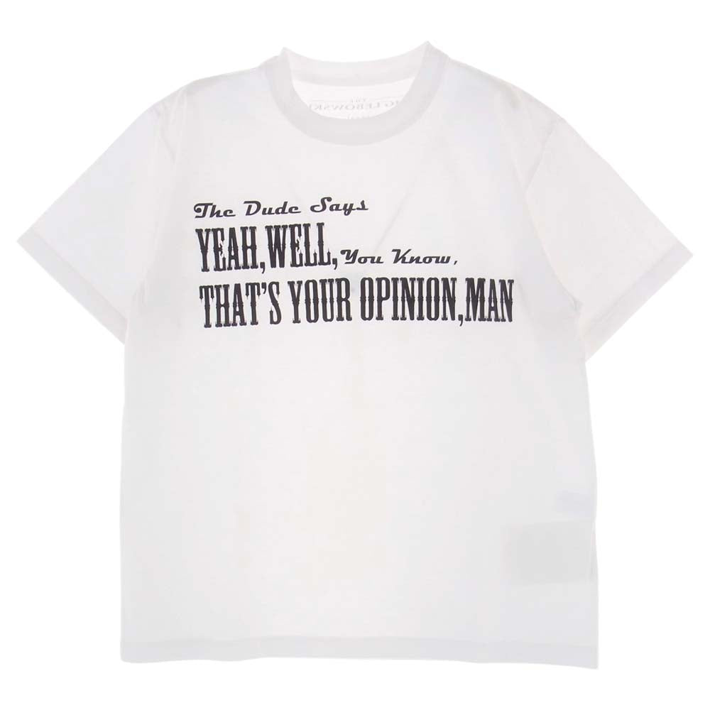 Sacai サカイ 20SS BIG LEBOWSKI T-Shirt ビッグリボウスキ プリント Tシャツ ホワイト ホワイト系 2【美品】【中古】